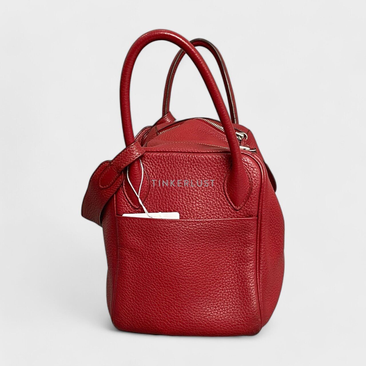 Hermes Lindy 30 Rouge Garance Clemence PHW #O Square Handbag