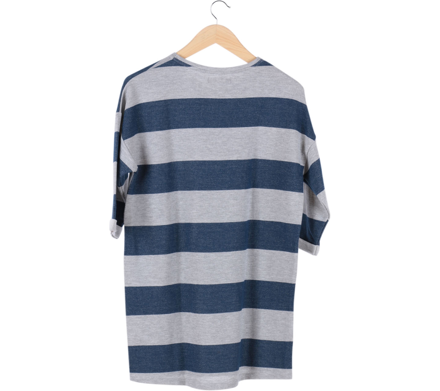 Pull & Bear Grey And Blue Stripped Blouse