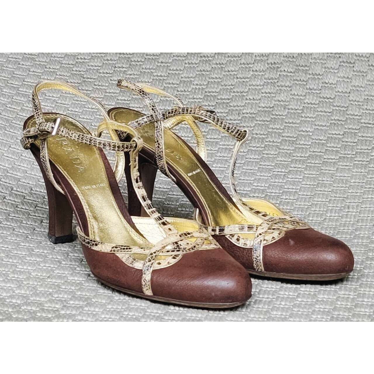 Prada Brown & Gold Heels