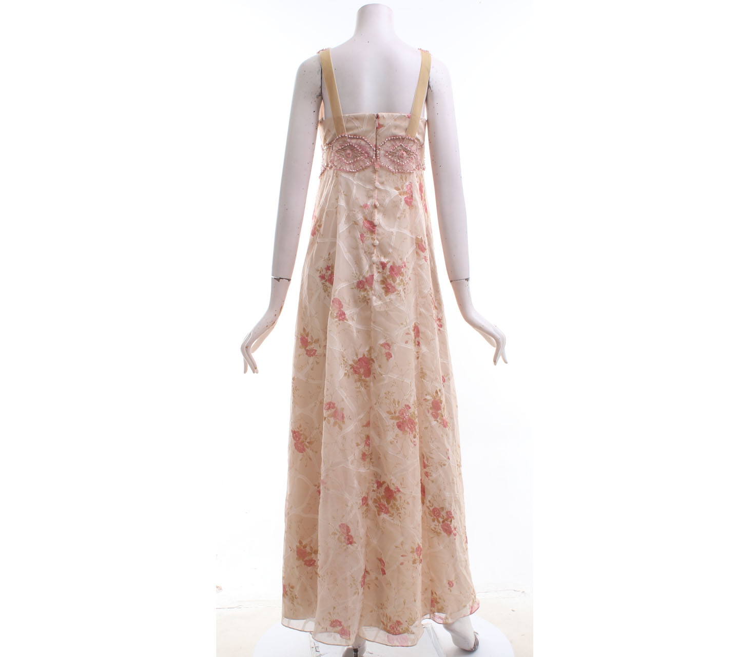 Votum by Sebastian & Cristina Patterned Floral Sequins Peach Long Dress