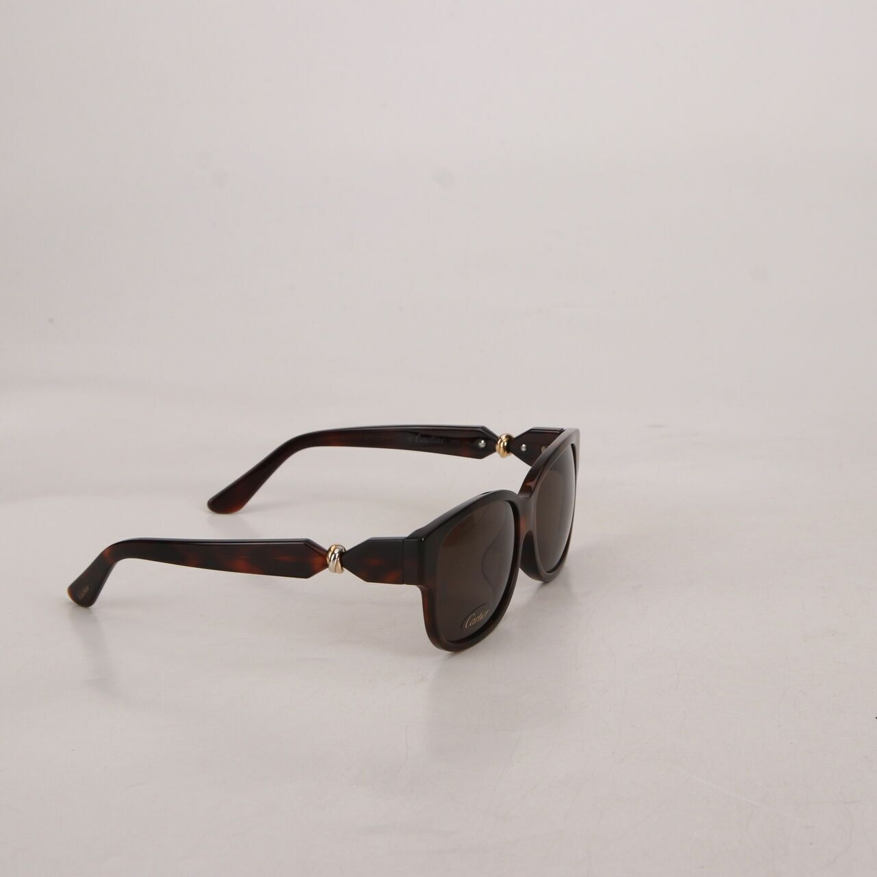 Cartier Tortoiseshell Clemence Trinity Sunglasses Dark Brown 