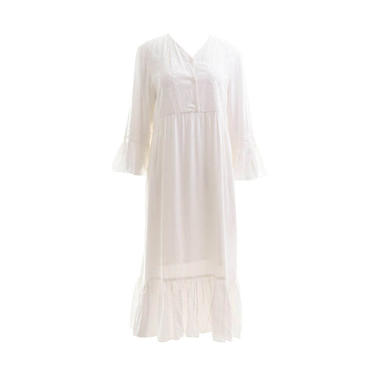 Private Collection White Embroidered Midi Dress