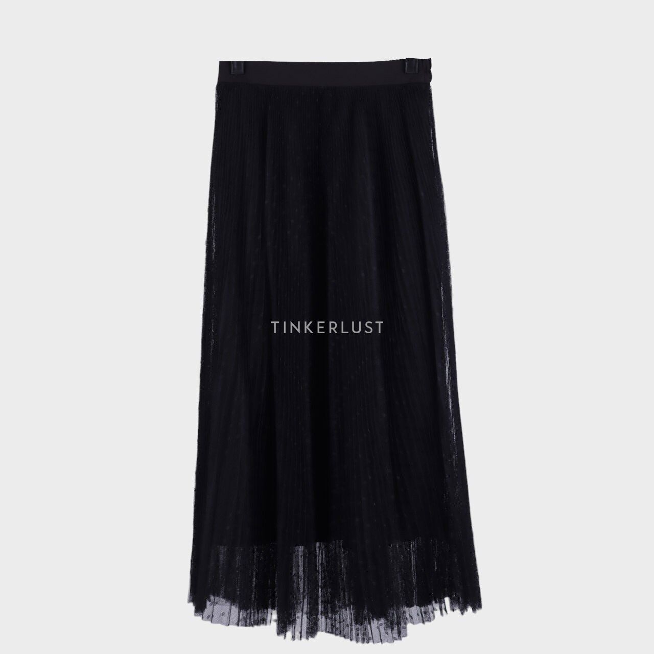 LENE Black Tulle Midi Skirt