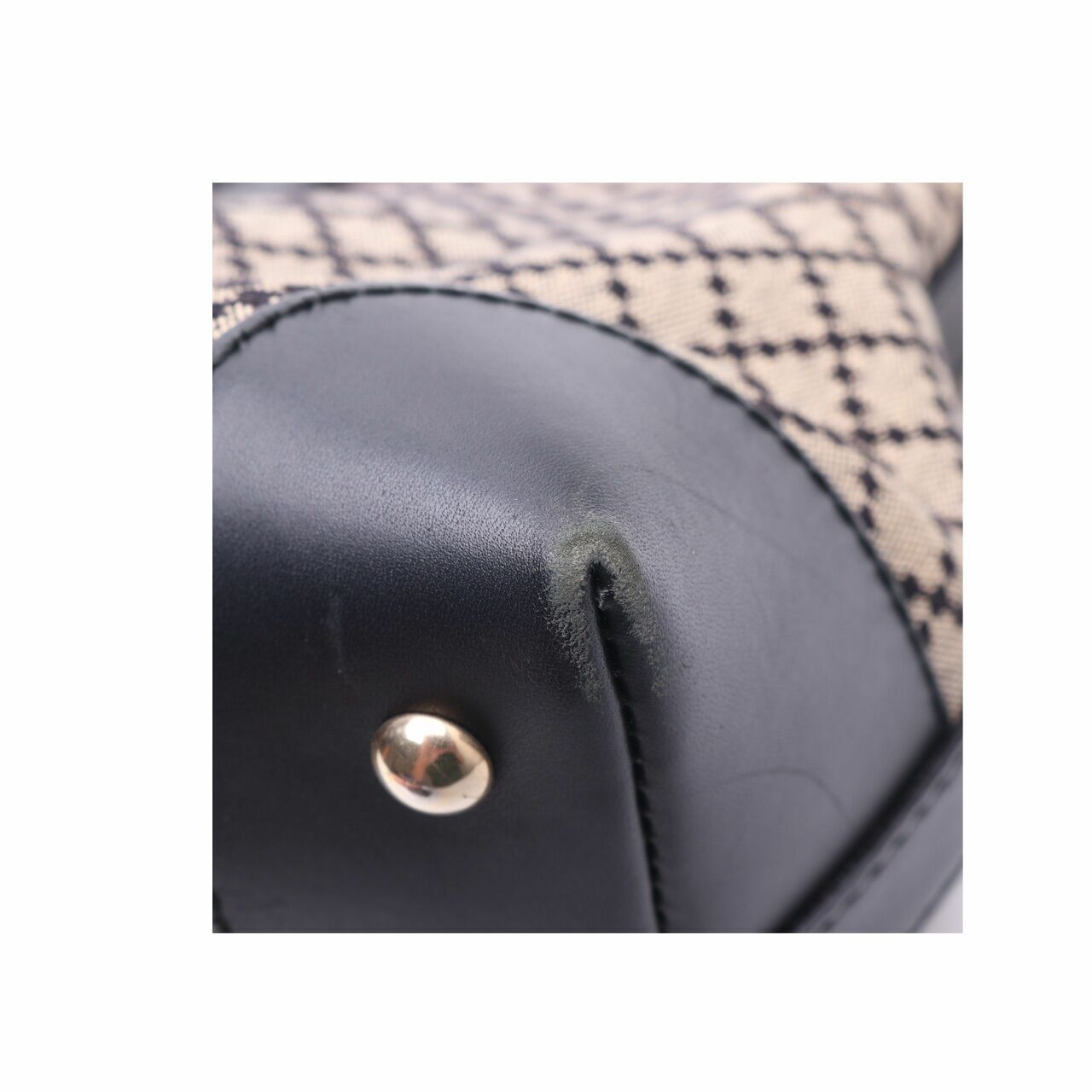 Gucci Vintage Web Convertible Diamante Canvas Medium Black Satchel Bag