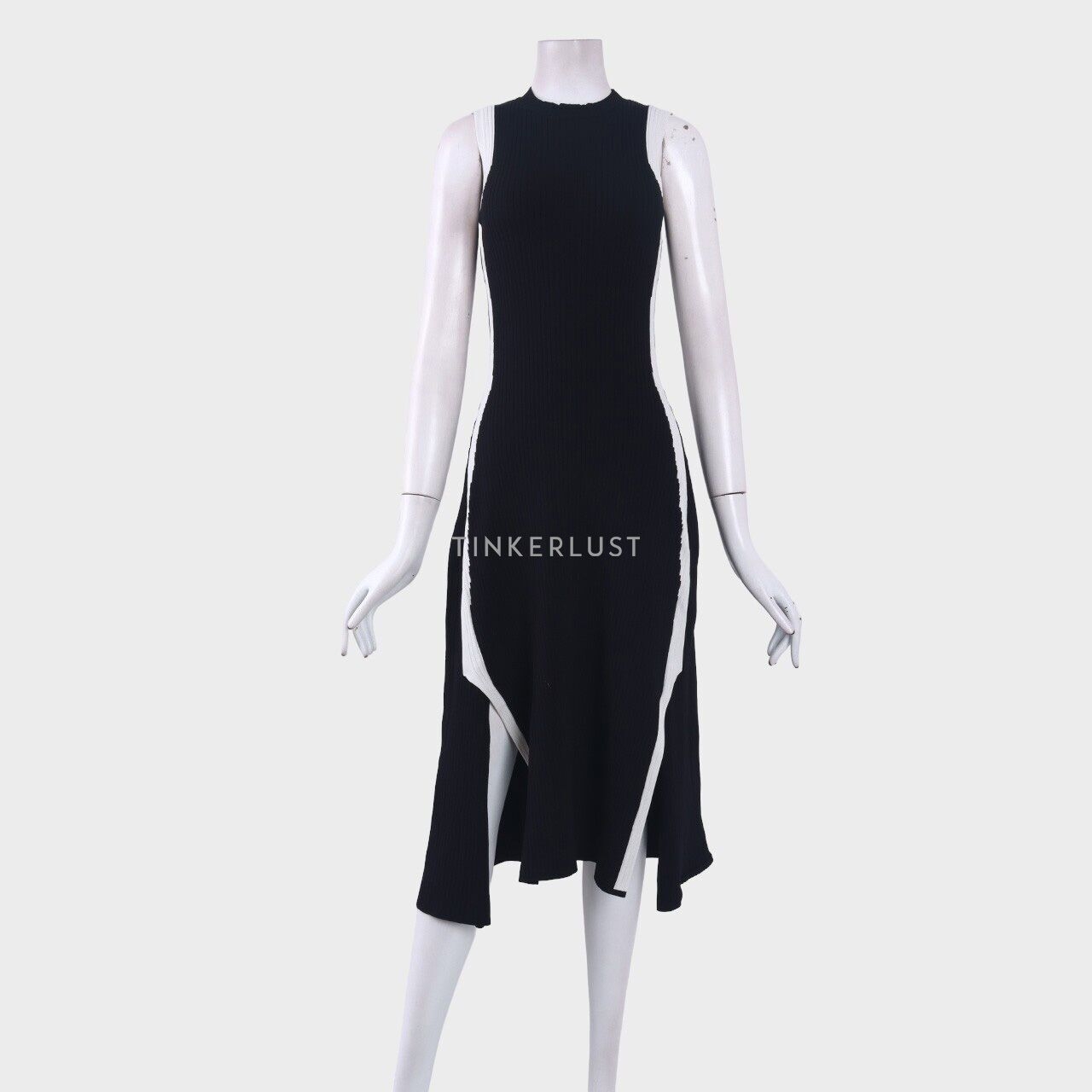 Saturday Club Black & White Knit Slit Mini Dress