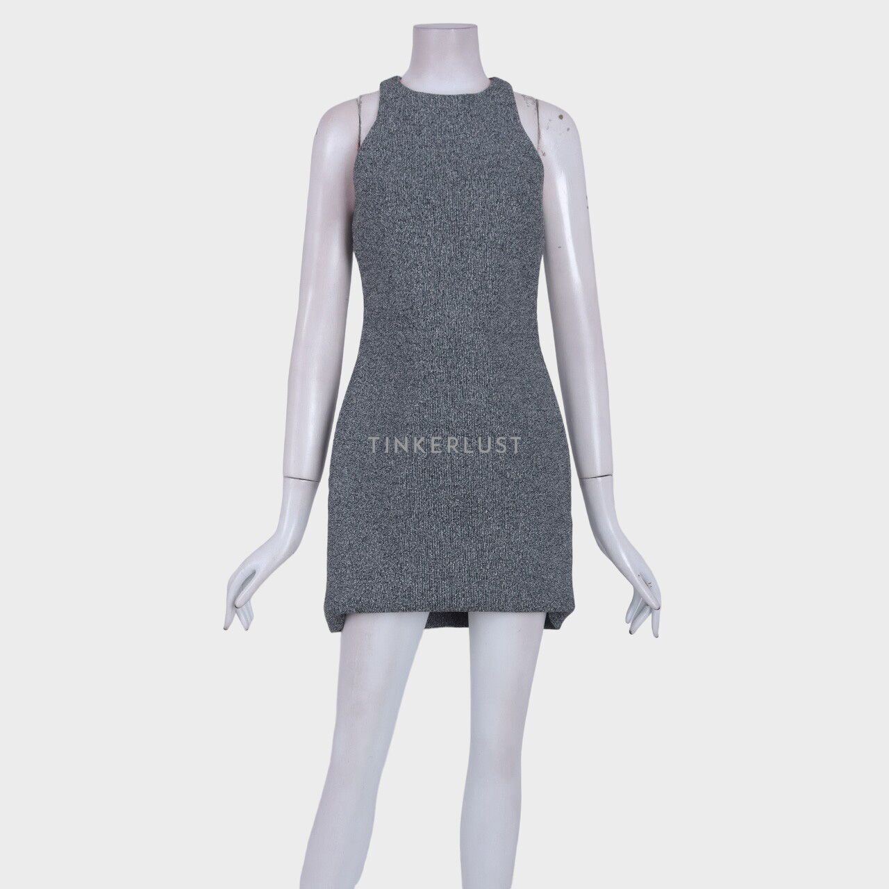 T by Alexander Wang Mesh Neoprene Grey Mini Dress 