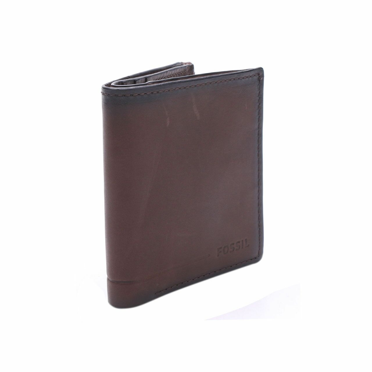 Fossil Allen Zip Bifold RFID Dark Brown Leather Wallet