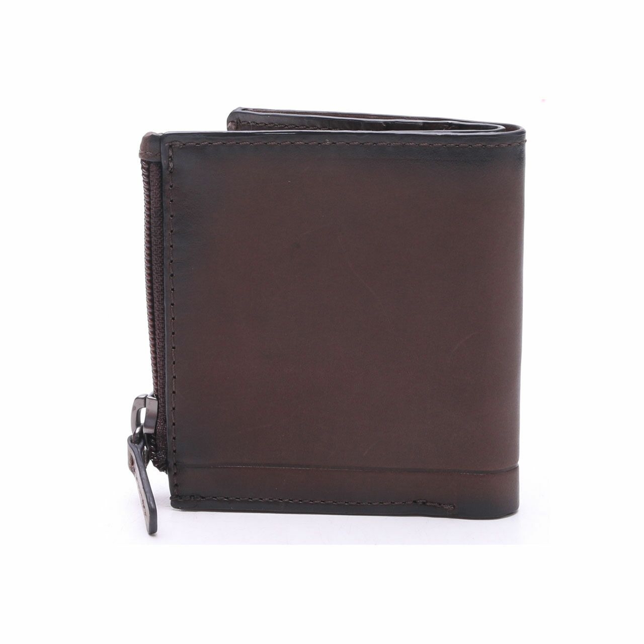 Fossil Allen Zip Bifold RFID Dark Brown Leather Wallet