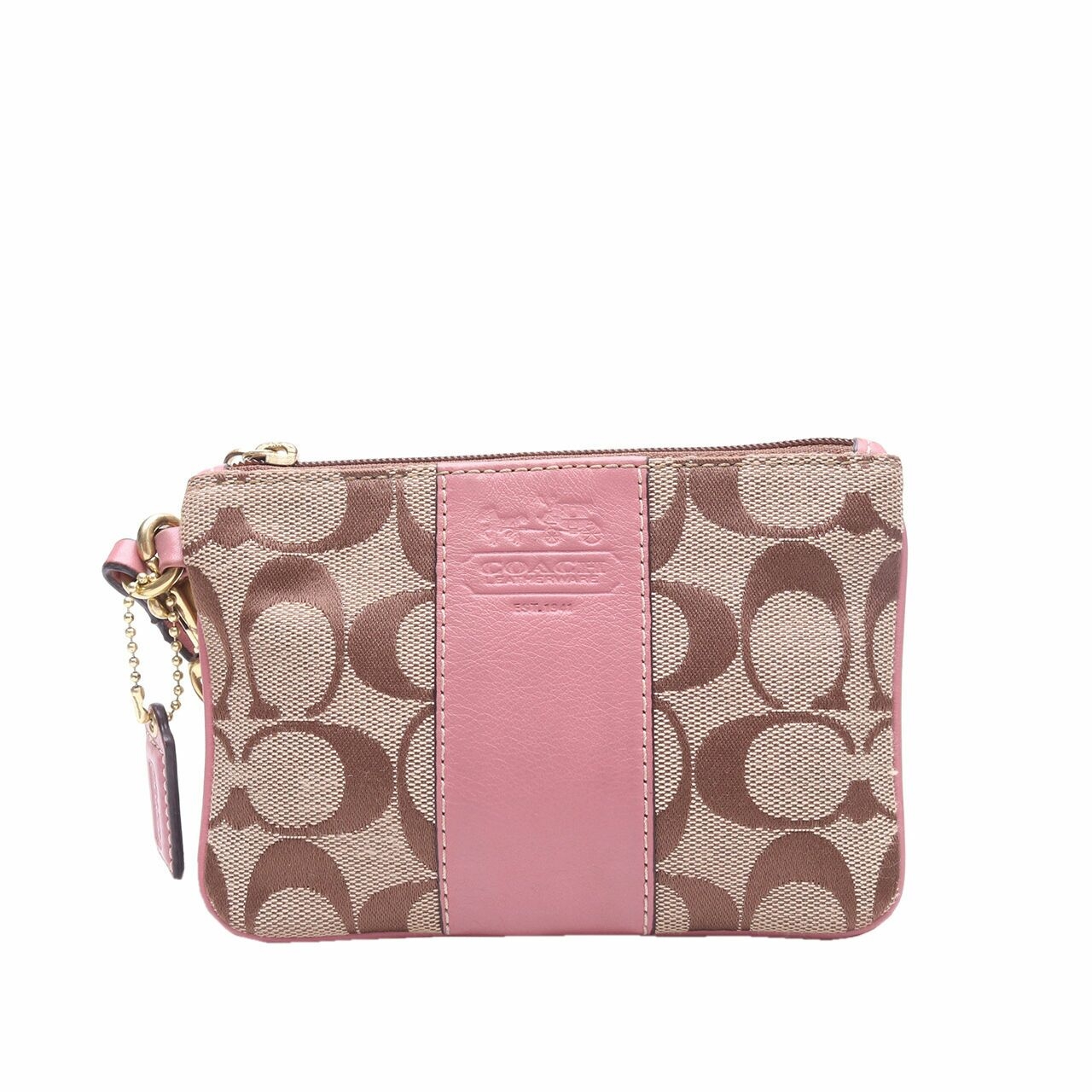 Coach Signature Brown Pink Pouch