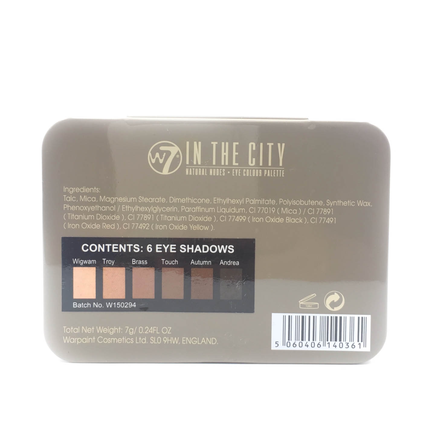 w7 In The City Natural Nute Eye Colour Sets and Palette