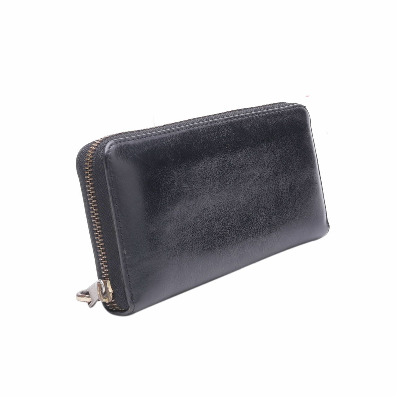 Fossil Sydney Leather Double Accordion Shell Black Wallet