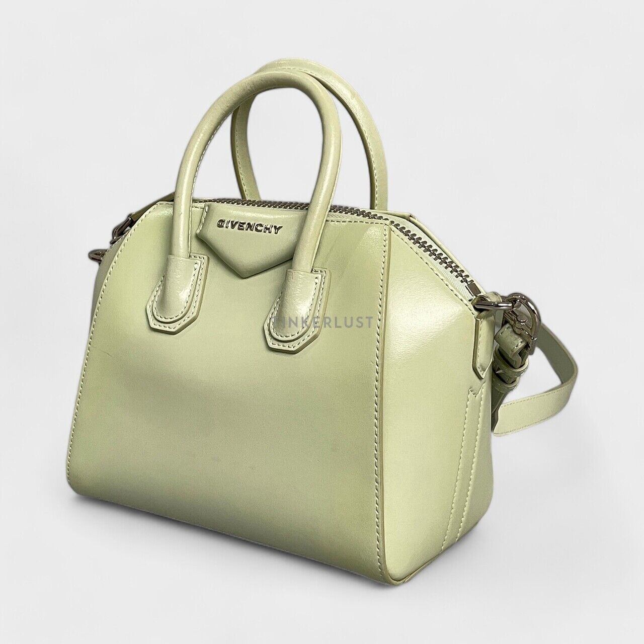 Givenchy Antigona Mini Aqua Green Shiny Lord Calfskin SHW Handbag