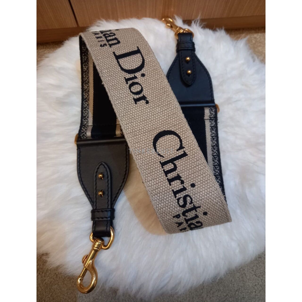 Christian Dior Black Embroidered Bag Strap