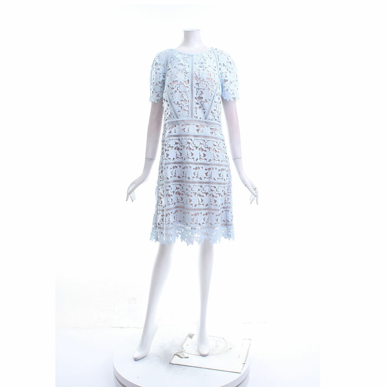 Reiss Blue & Nude Perforated Mini Dress