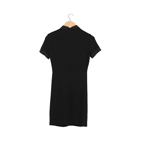 Black Plain Chemise Mini Dress