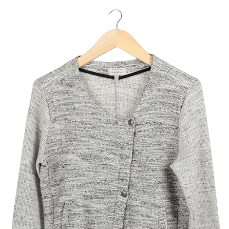 Grey Basic Front-Zip Jacket