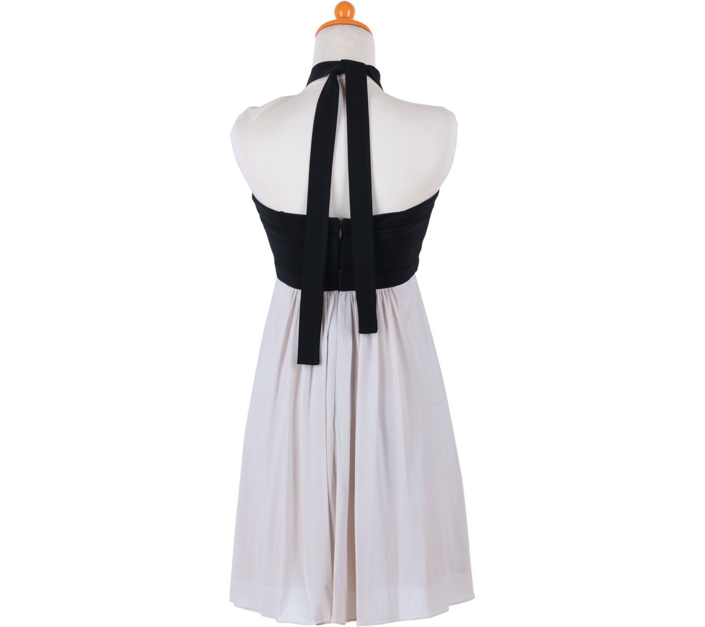 BCBG Cream And Black Flare Sleeveless Mini Dress