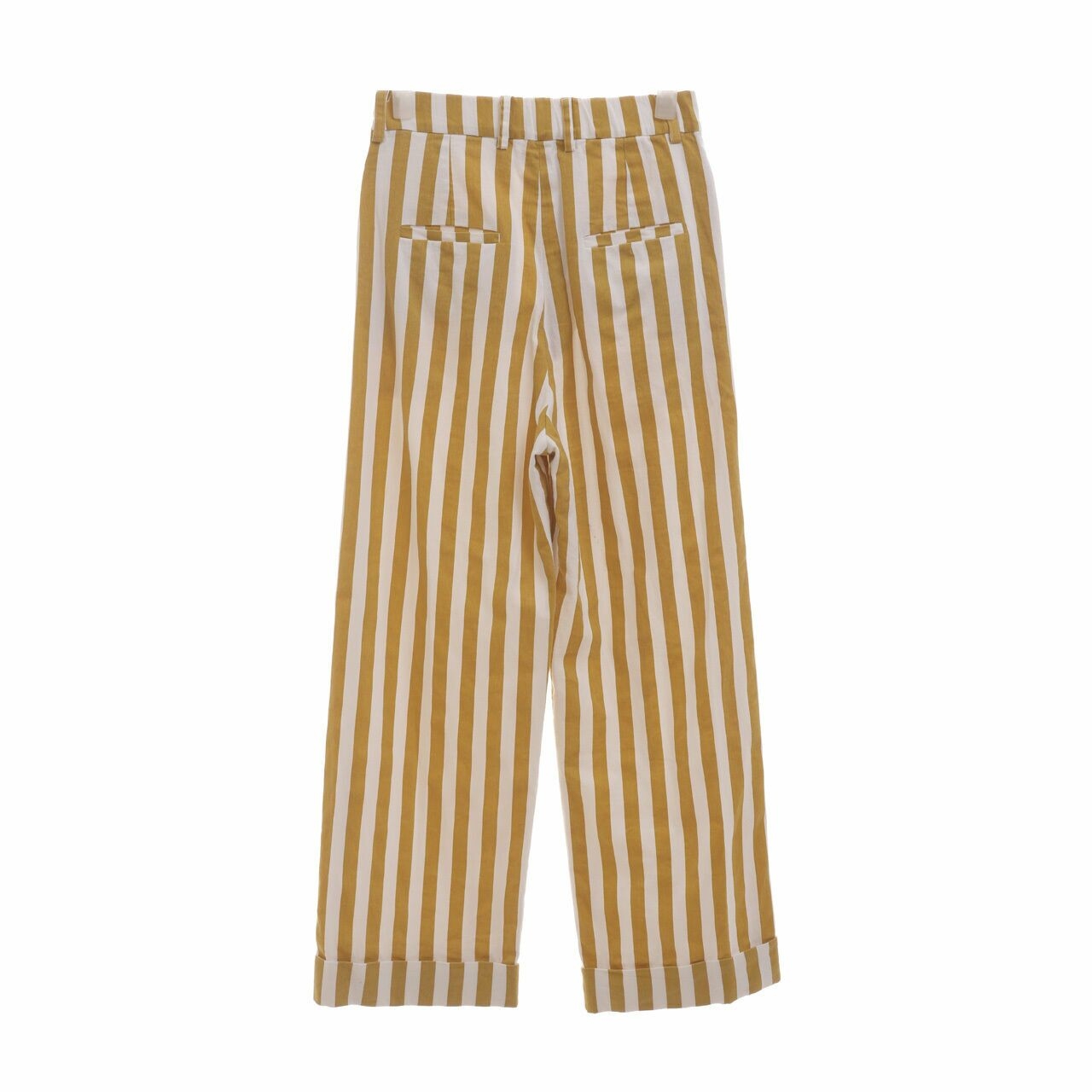 & Other Days White & Mustard Stripes Long Pants 