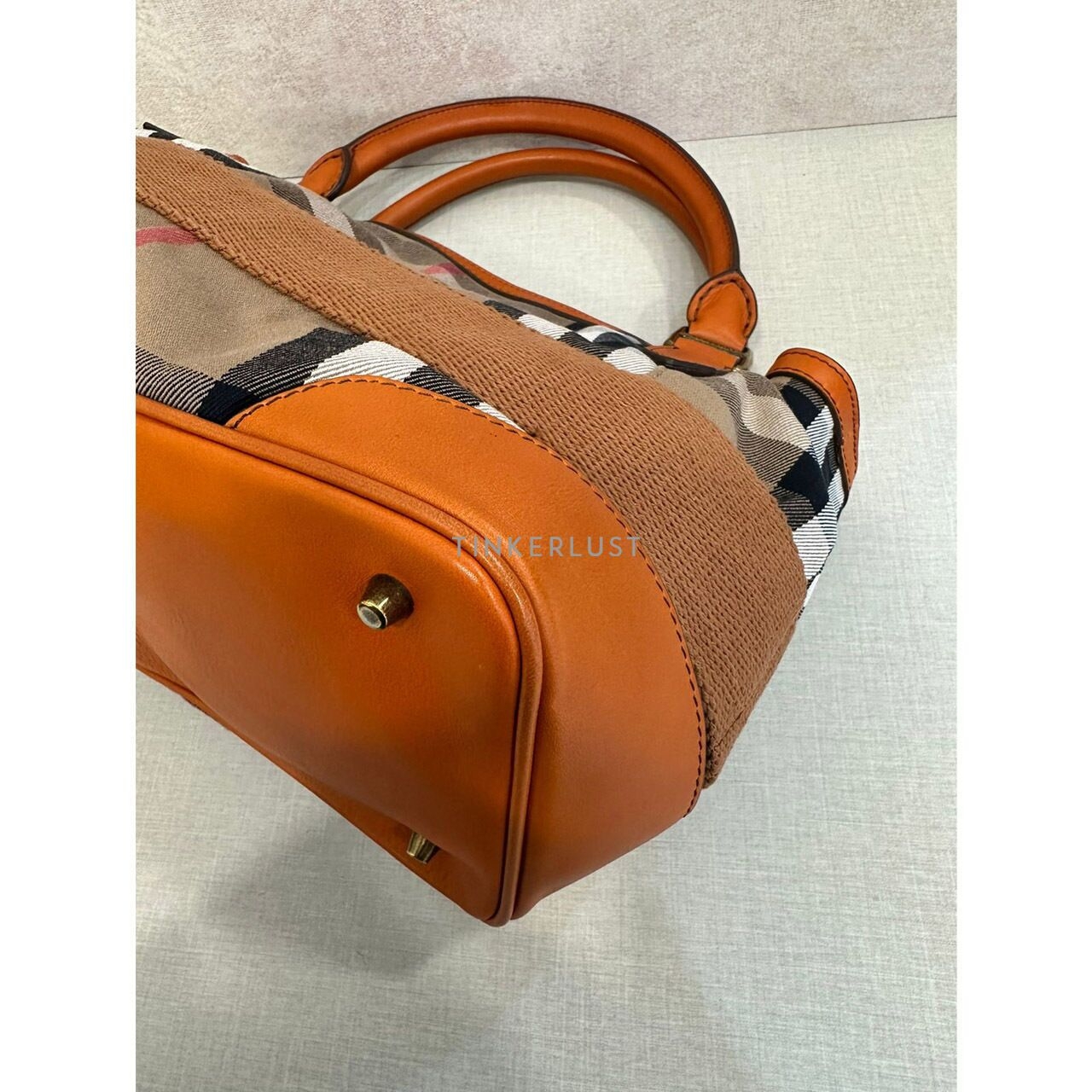 Burberry House Check Bag with Strap Orange Satchel
