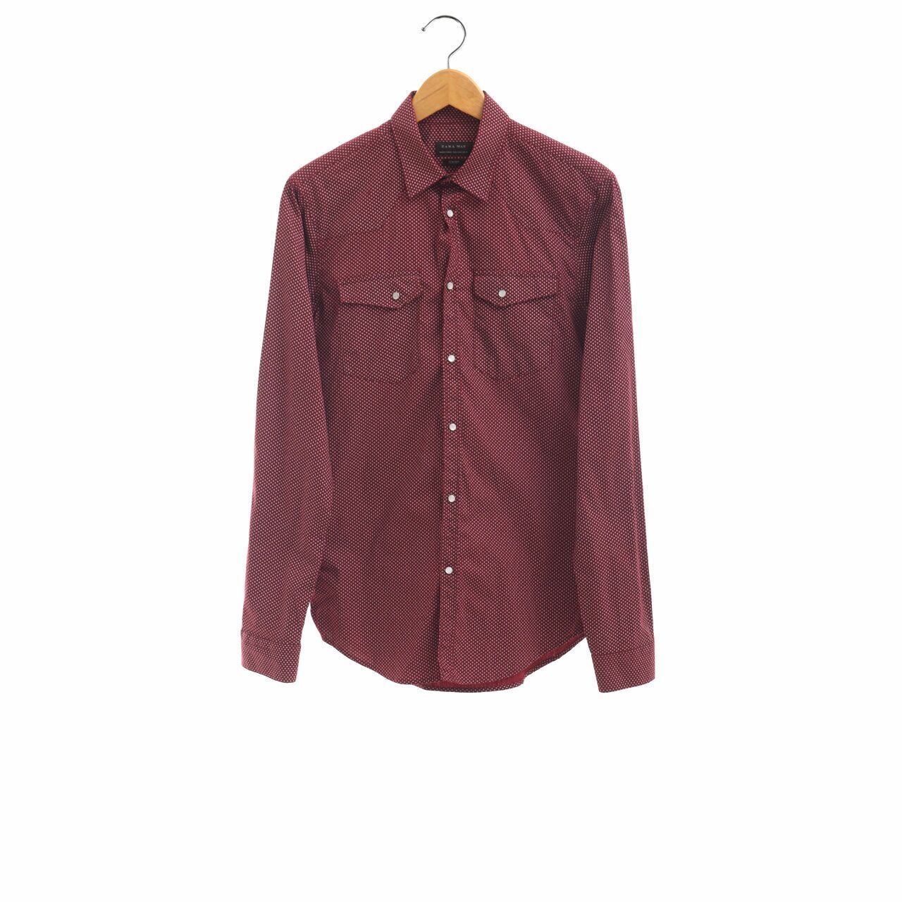 Zara Red Slim Fit Pattern Shirt