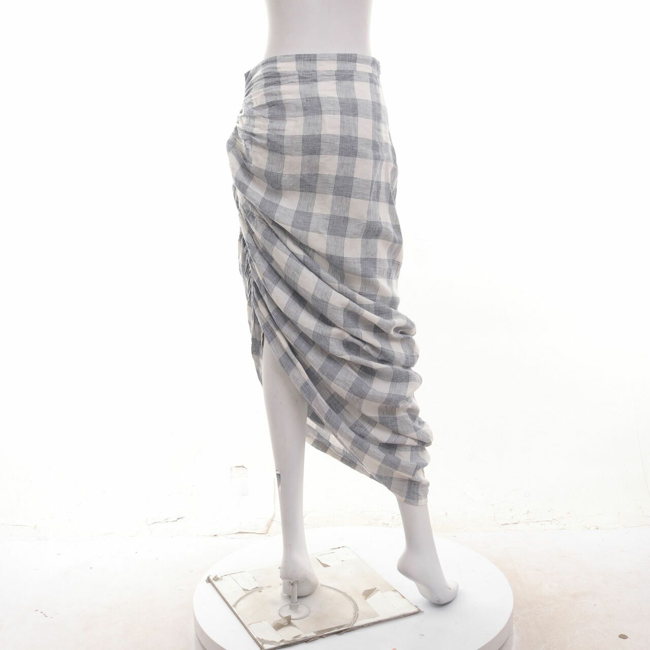 Duo Awan Studios Blue & White Plaid Maxi Skirt