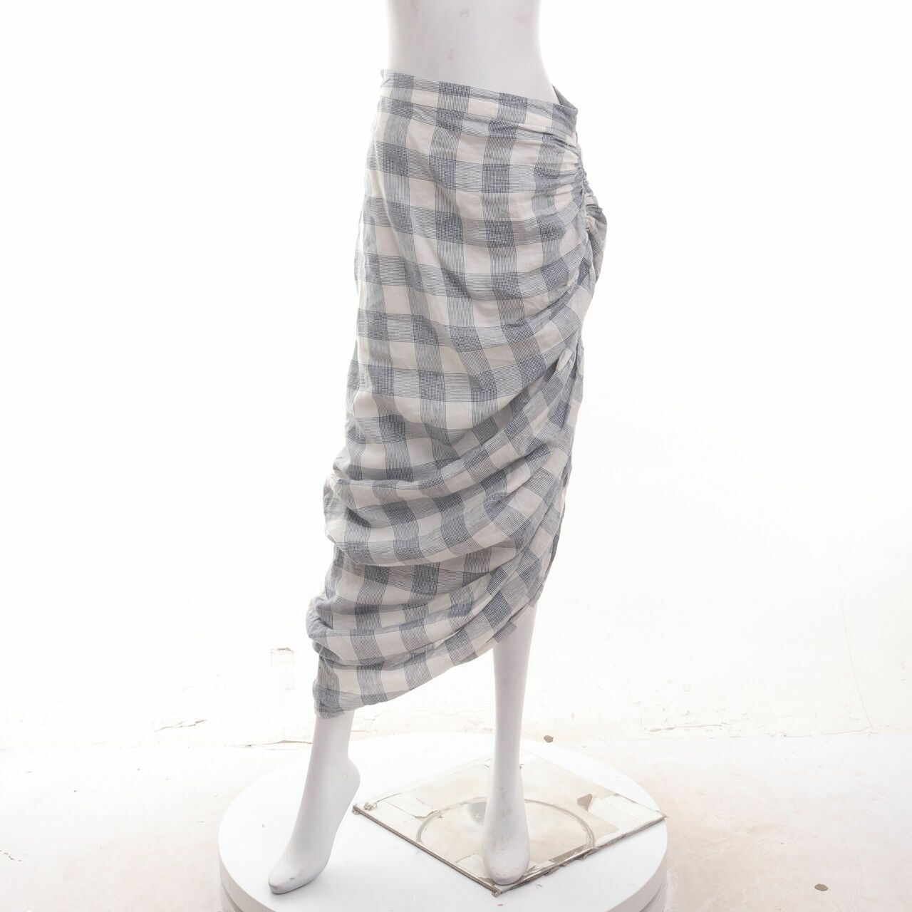 Duo Awan Studios Blue & White Plaid Maxi Skirt