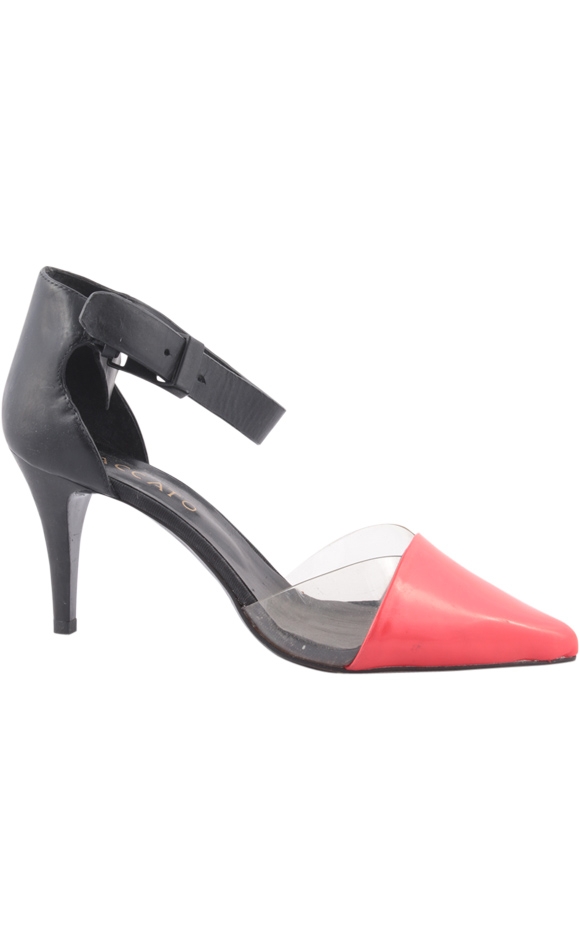 Staccato Black Belted Pointy Heels