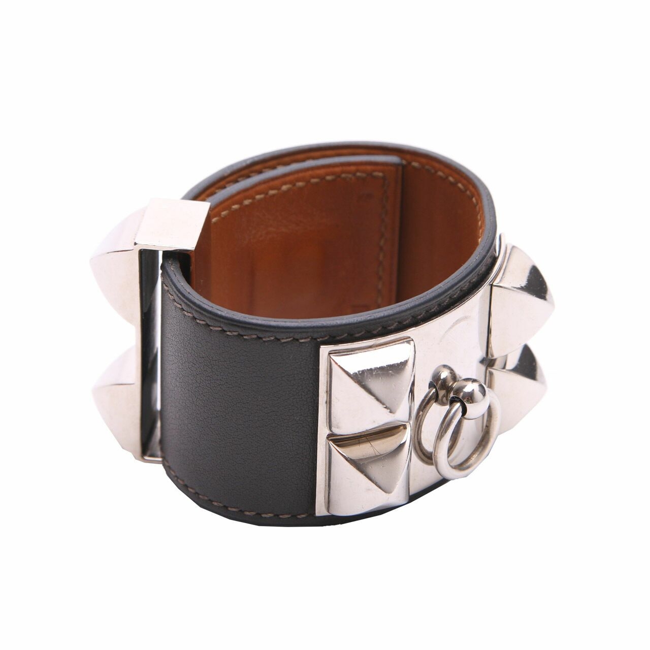 Hermes Cuir Collier de Chien Dark Gray Bracelet