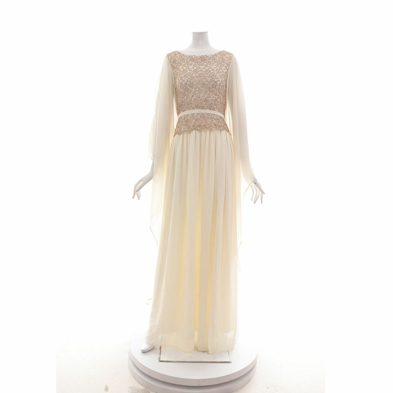 Zalia Kafftan Cream Sequins Long Dress