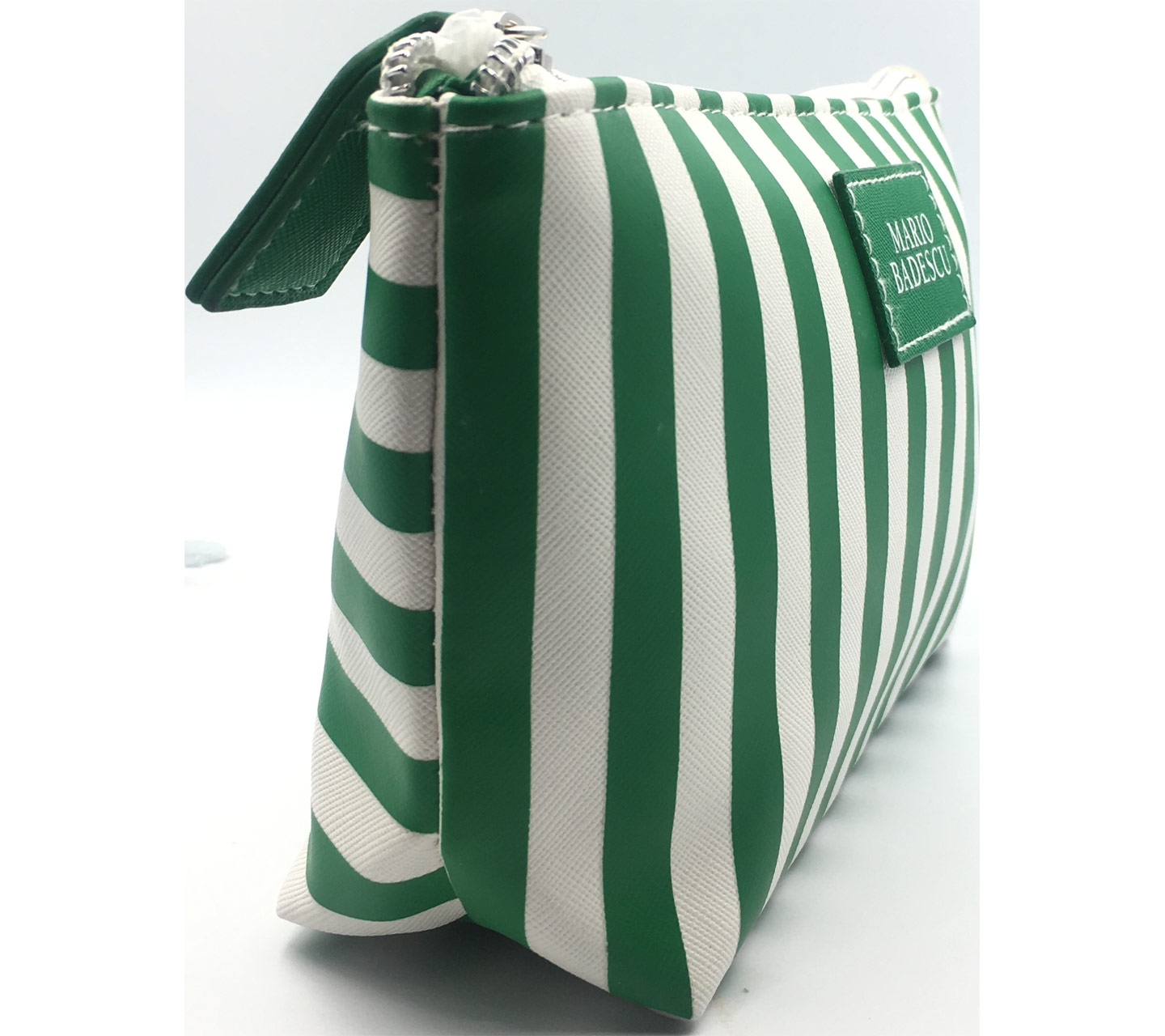 Mario Badascu Green & White Striped Pouch