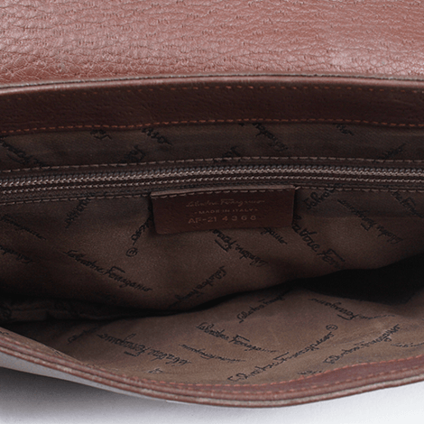 Salvatore Ferragamo Brown Gancio Leather Shoulder Bag