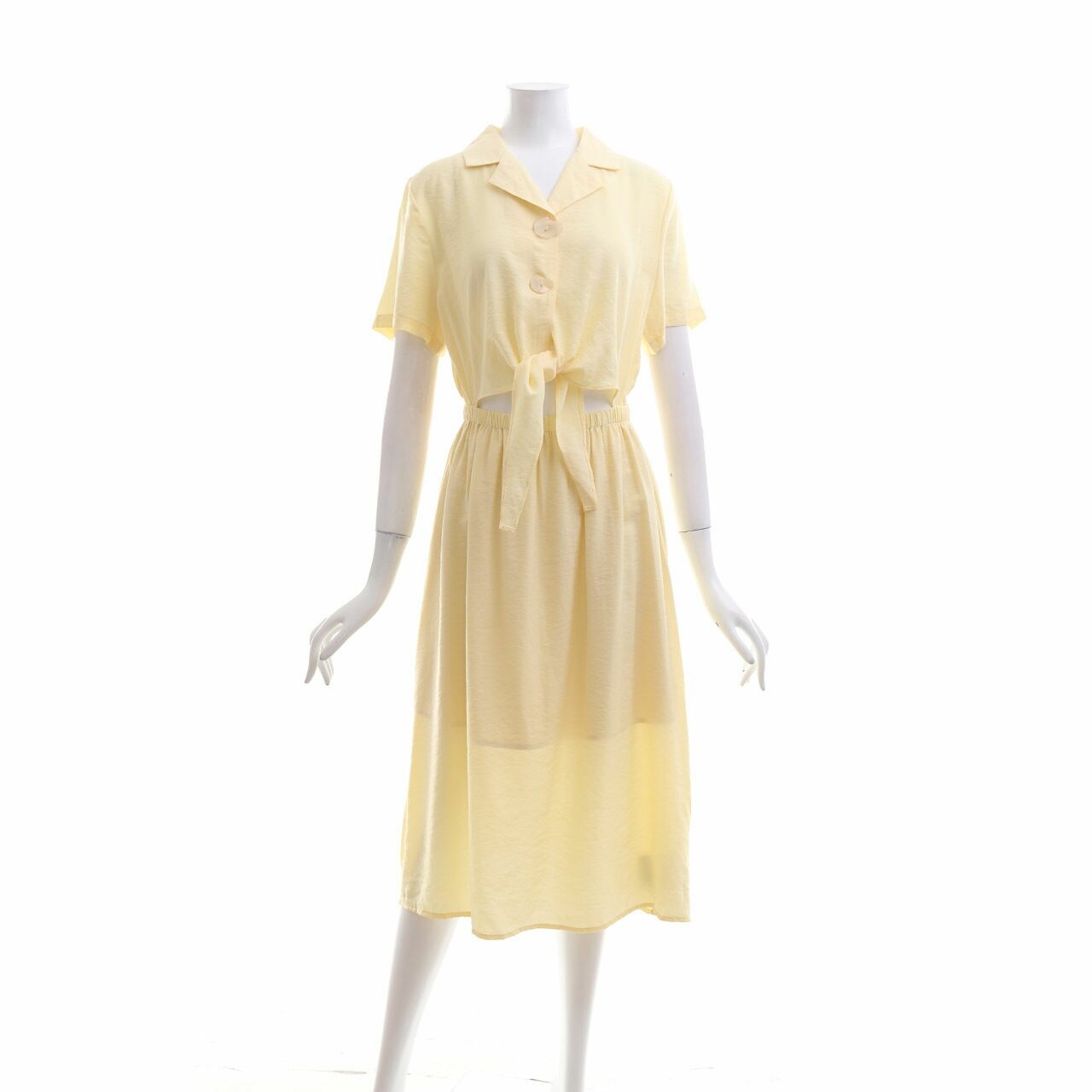 Oak + Fort Pastel Yellow Midi Dress