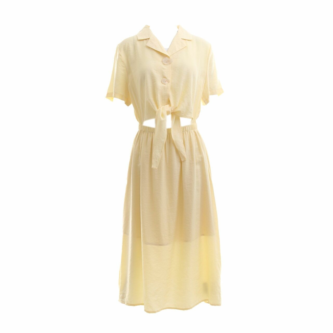 Oak + Fort Pastel Yellow Midi Dress