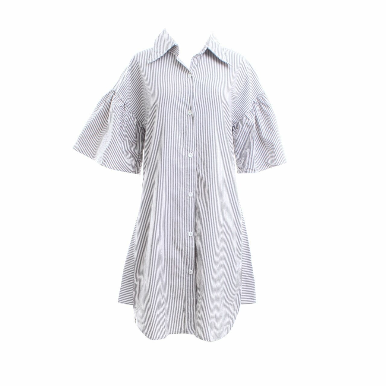 Berrybenka Grey & White Stripes Tunik Shirt