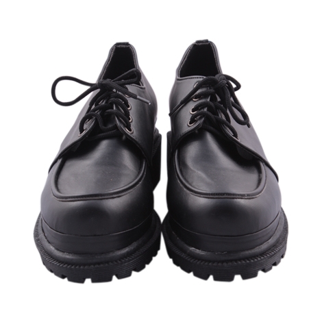 Kismis Black Lace Up Chunky Heel Shoes