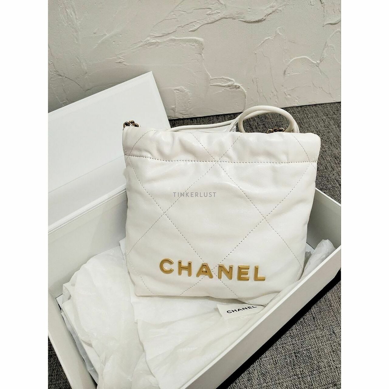 Chanel C22 Mini Chip in White GHW Sling Bag