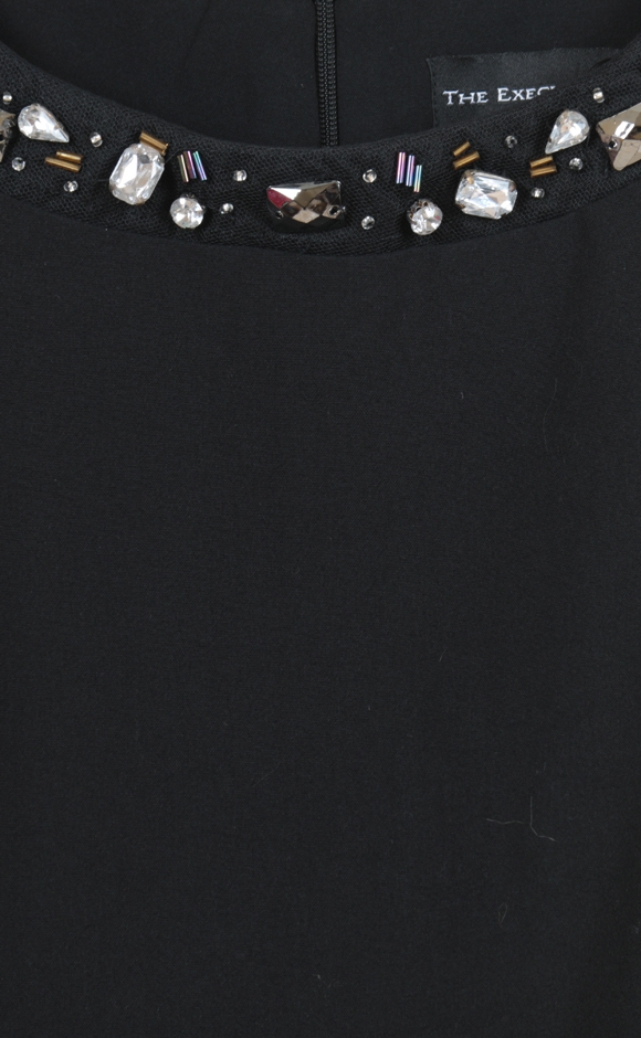 Black Beaded Sleeveless Midi Dress