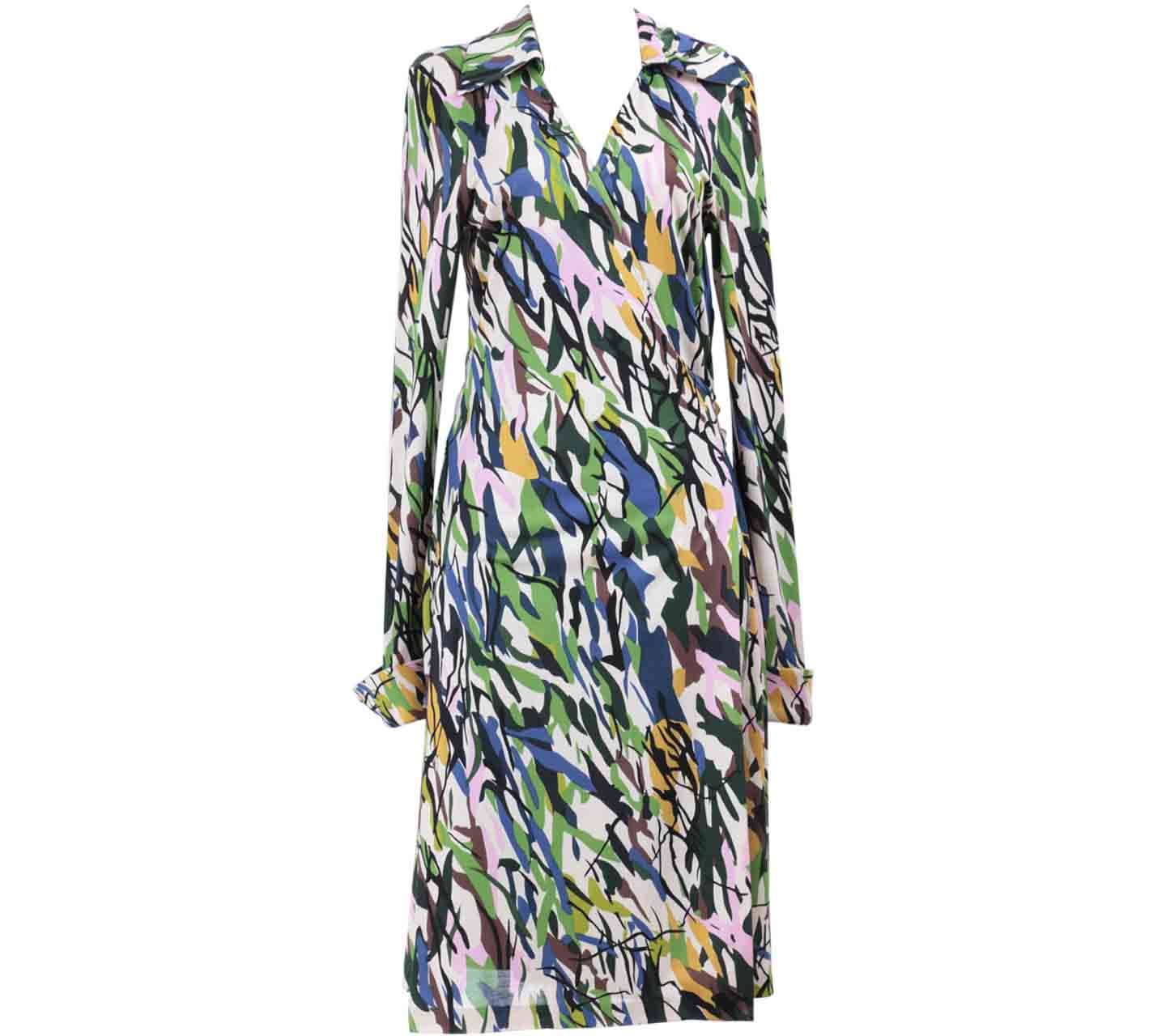 Diane Von Furstenberg Multi Colour Wrap Midi Dress