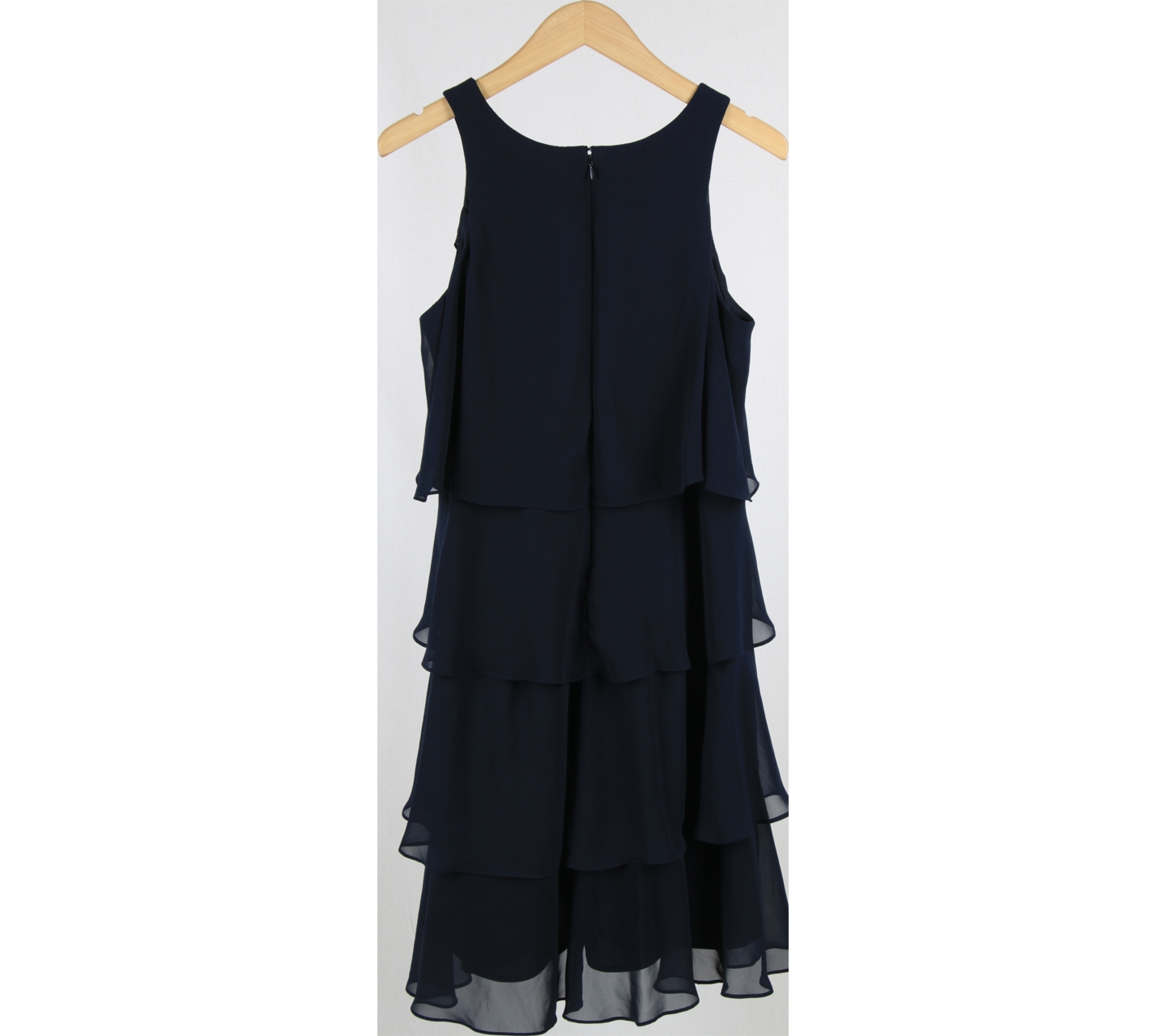 S.L Fashions Dark Blue Ruffle Midi Dress