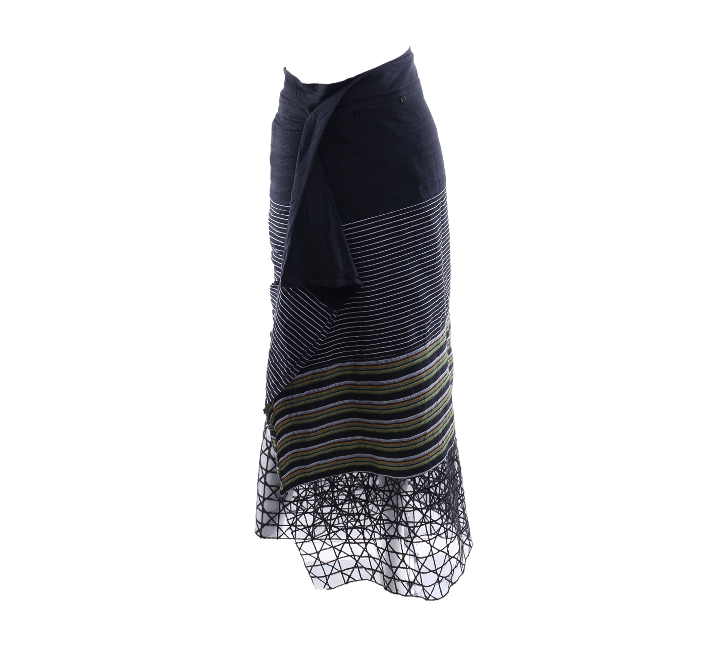 Okainku Black Striped Maxi Skirt
