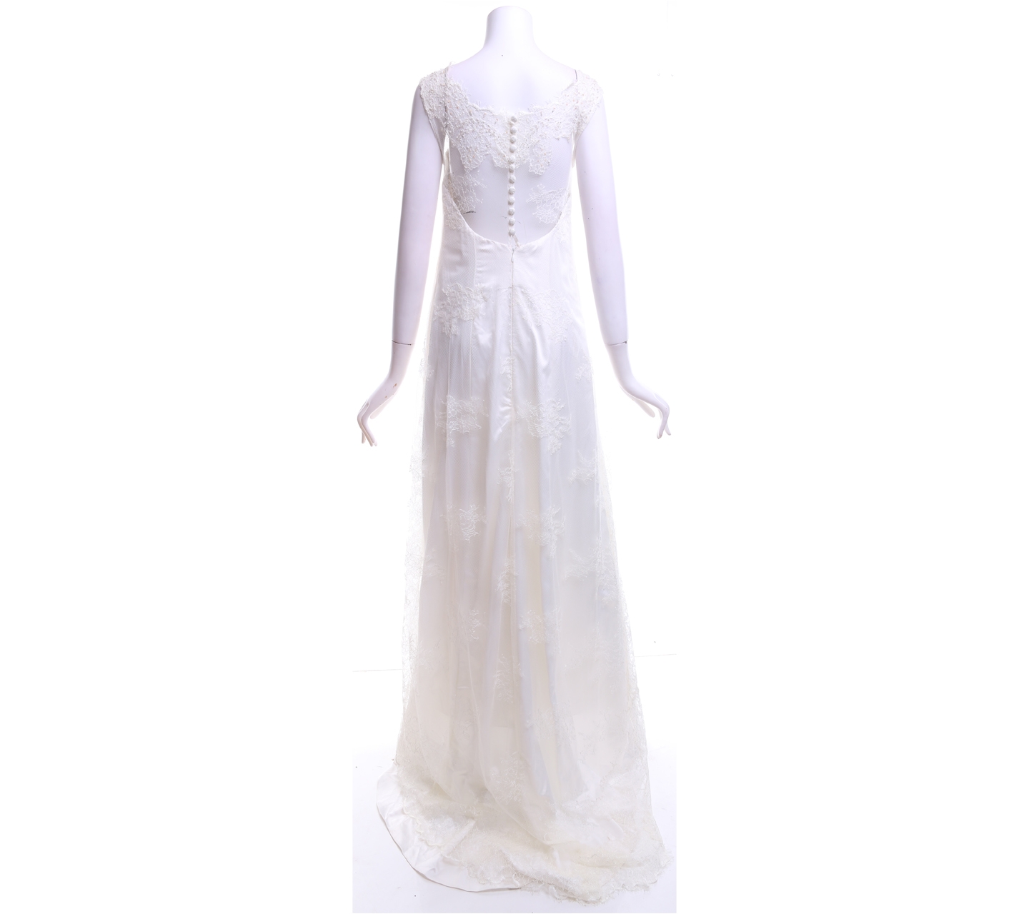 Maison Camalia White Lace with Beads Long Dress