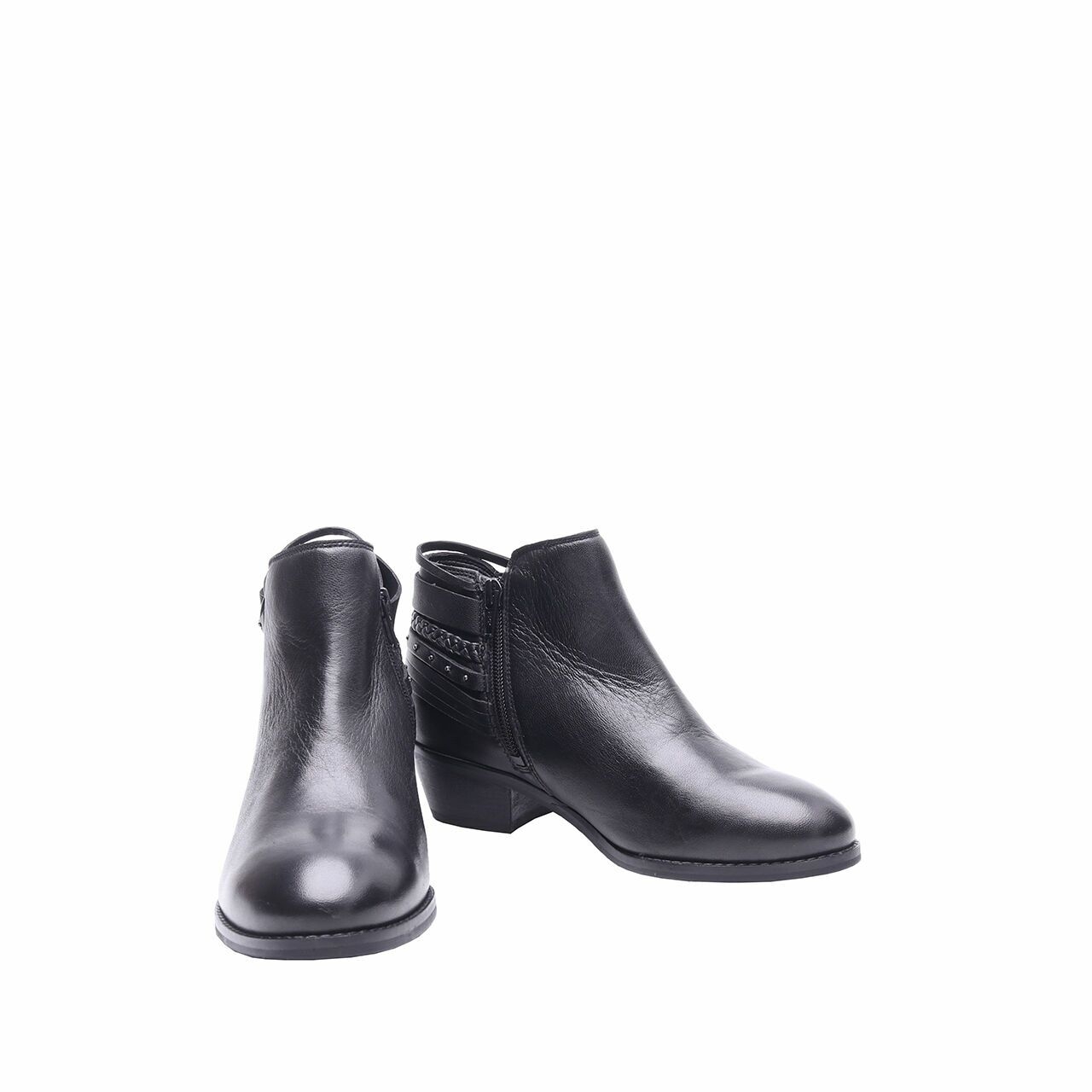 Hush Puppies Black Leather Ankle Boots	