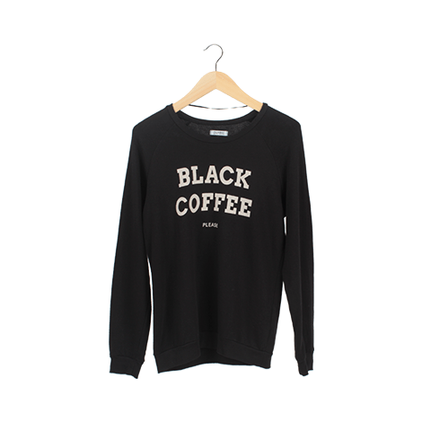 Black Typography Raglan Sweater