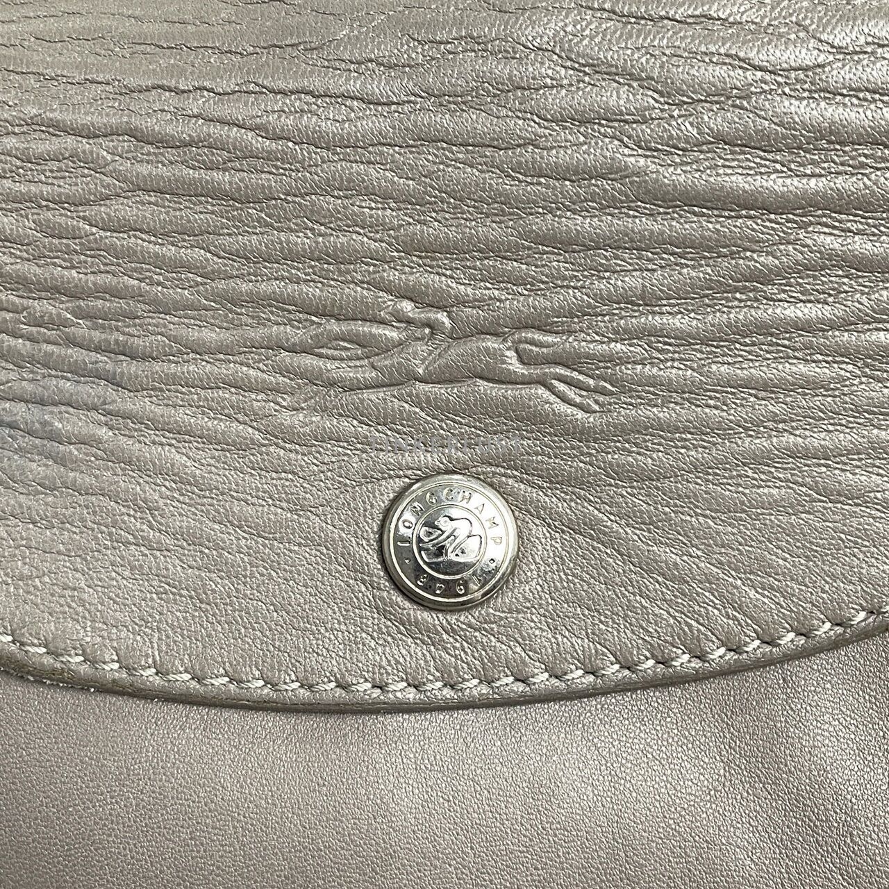 Longchamp Le pliage Grey Leather SHW Satchel