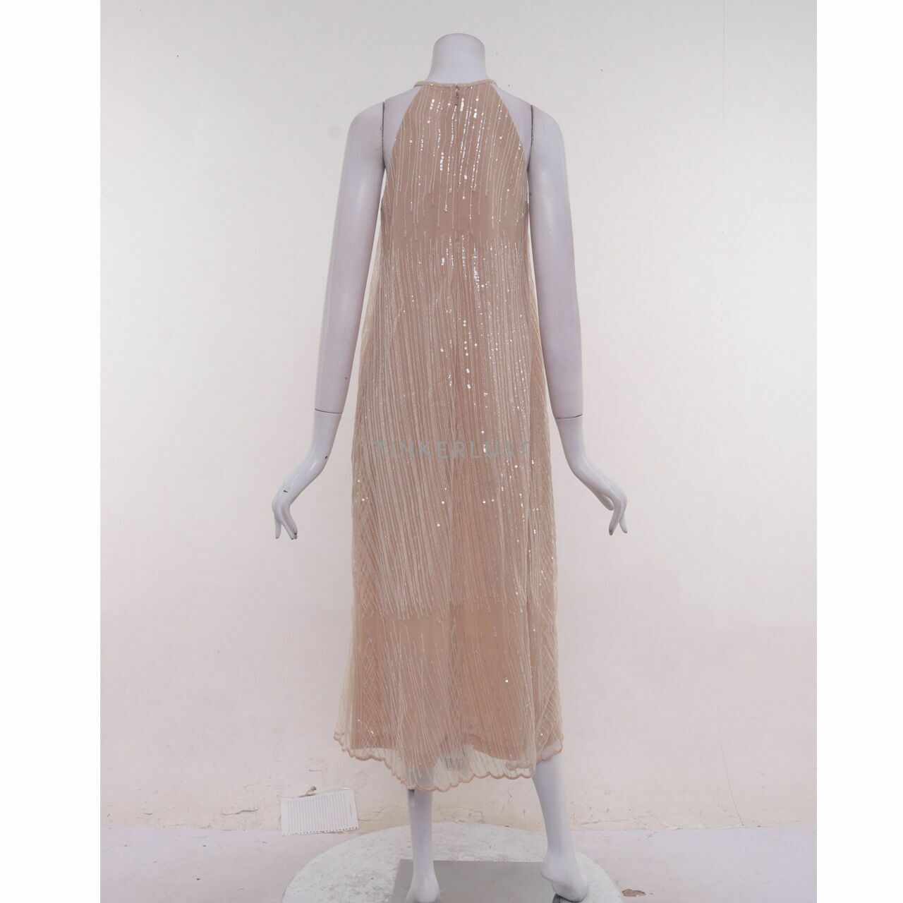 Private Collection Beige Sequin Midi Dress
